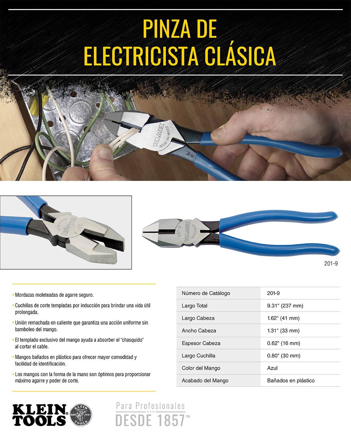Pinza Electricista Clásica Klein Tools